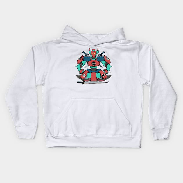 Samurai bot Kids Hoodie by Tocatzin